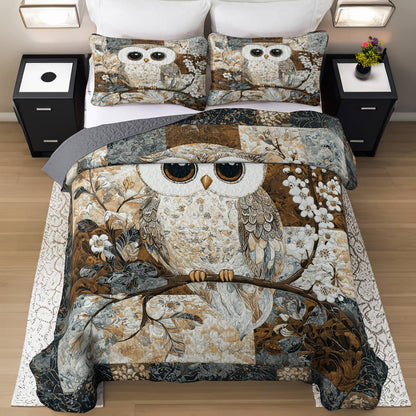 Shineful All Season Quilt 3-Piece Set Cute Owl Lovely