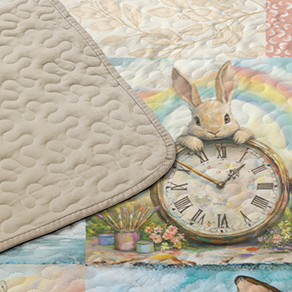 Shineful All Season Quilt 3-Piece Set Tick-Tock Woodland Rabbit