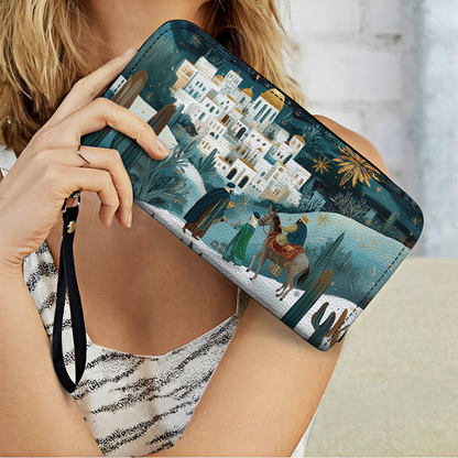 Shineful Leather Clutch Purse With Wristlet Strap Handle Journey of the Wise
