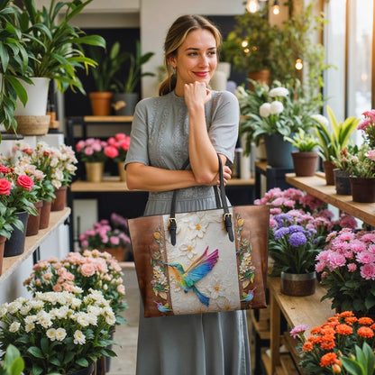 Shineful Leather Tote Bag Fluttering Blooms