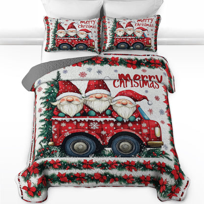 Shineful All Season Quilt 3-Piece Set Christmas Gnomes