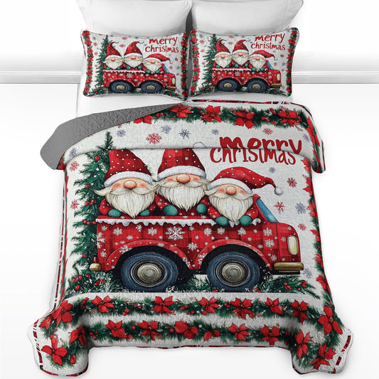 Shineful All Season Quilt 3-Piece Set Christmas Gnomes