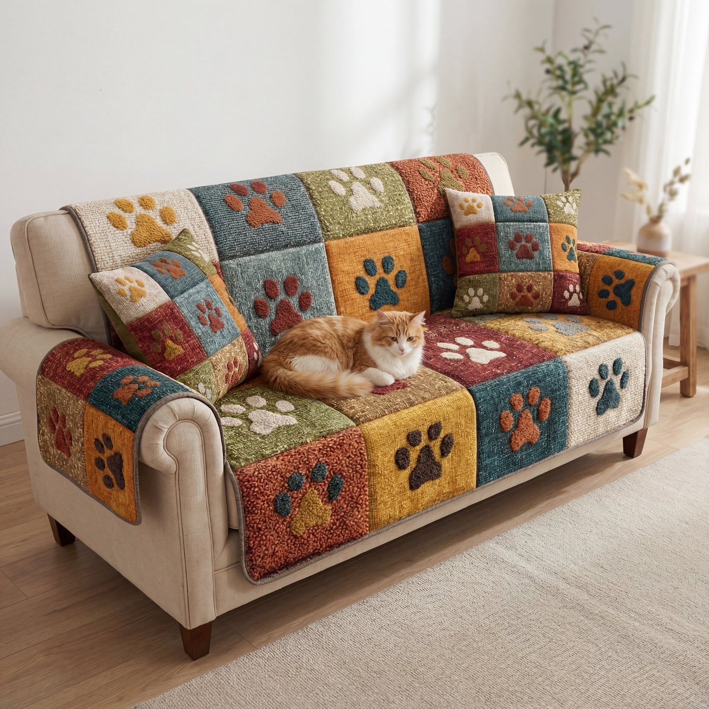Shineful Sofa Cover Set Paw Love Quilt