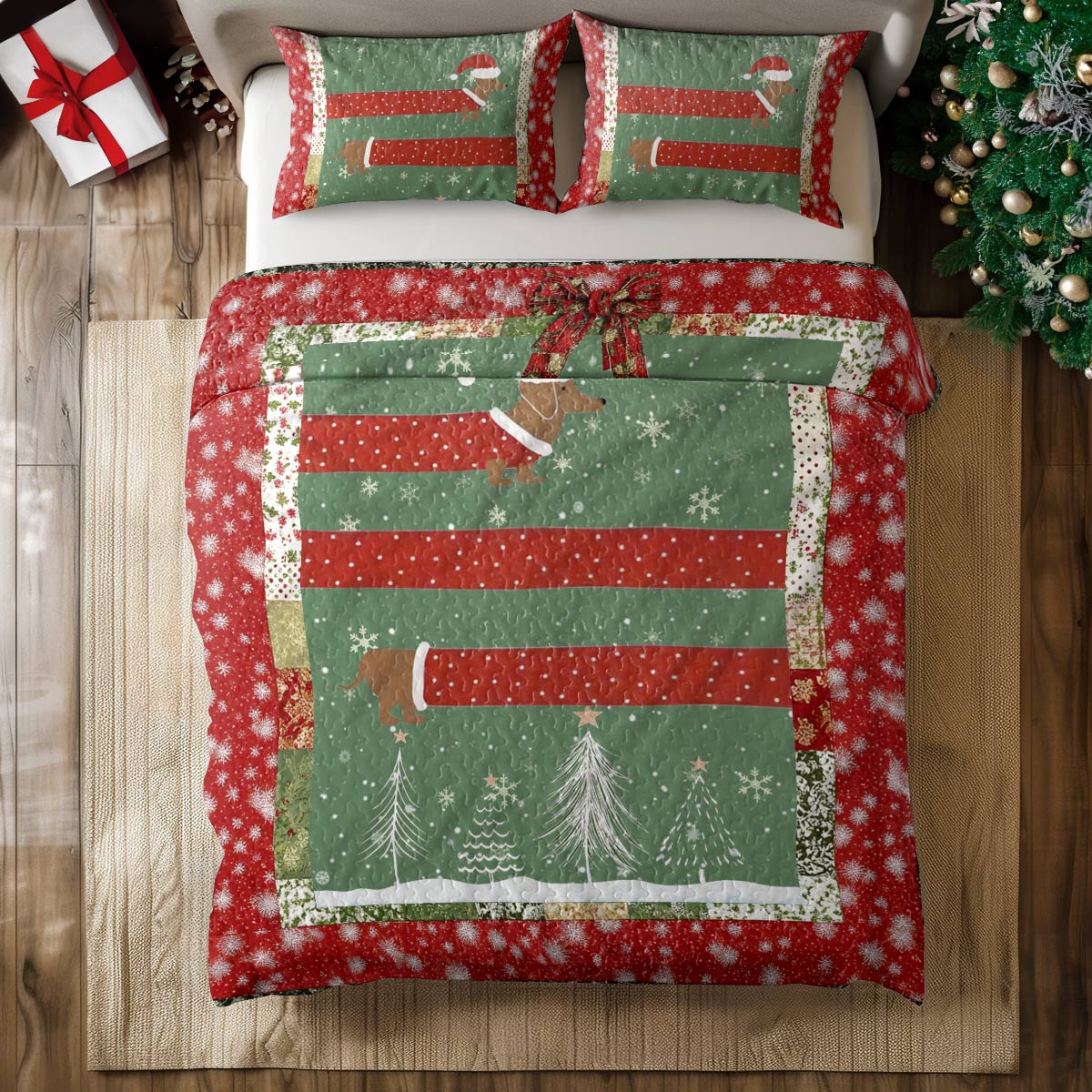 Shineful All Season Quilt 3-Piece Set Dachshund Dasher