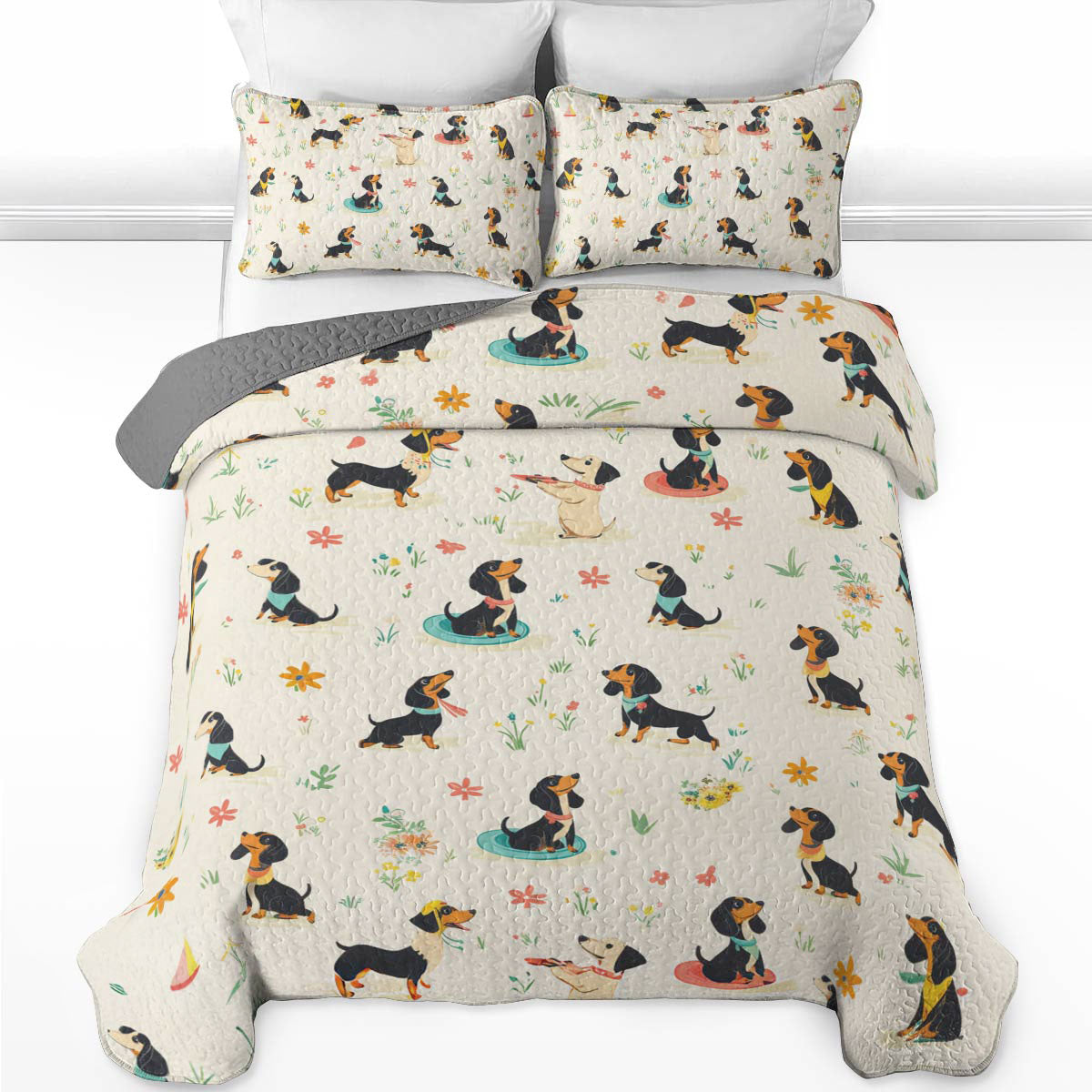 Shineful All Season Quilt 3-Piece Set Wiener Dachshund Wonders