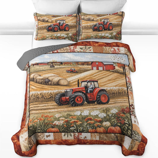 Shineful All Season Quilt 3-Piece Set - Farmer Autumn Harvest