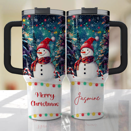 Shineful Tumbler Personalized Snowman Under Christmas Light