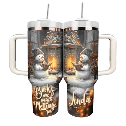 Shineful Personalized Tumbler Snowman Books Are Worth Melting For