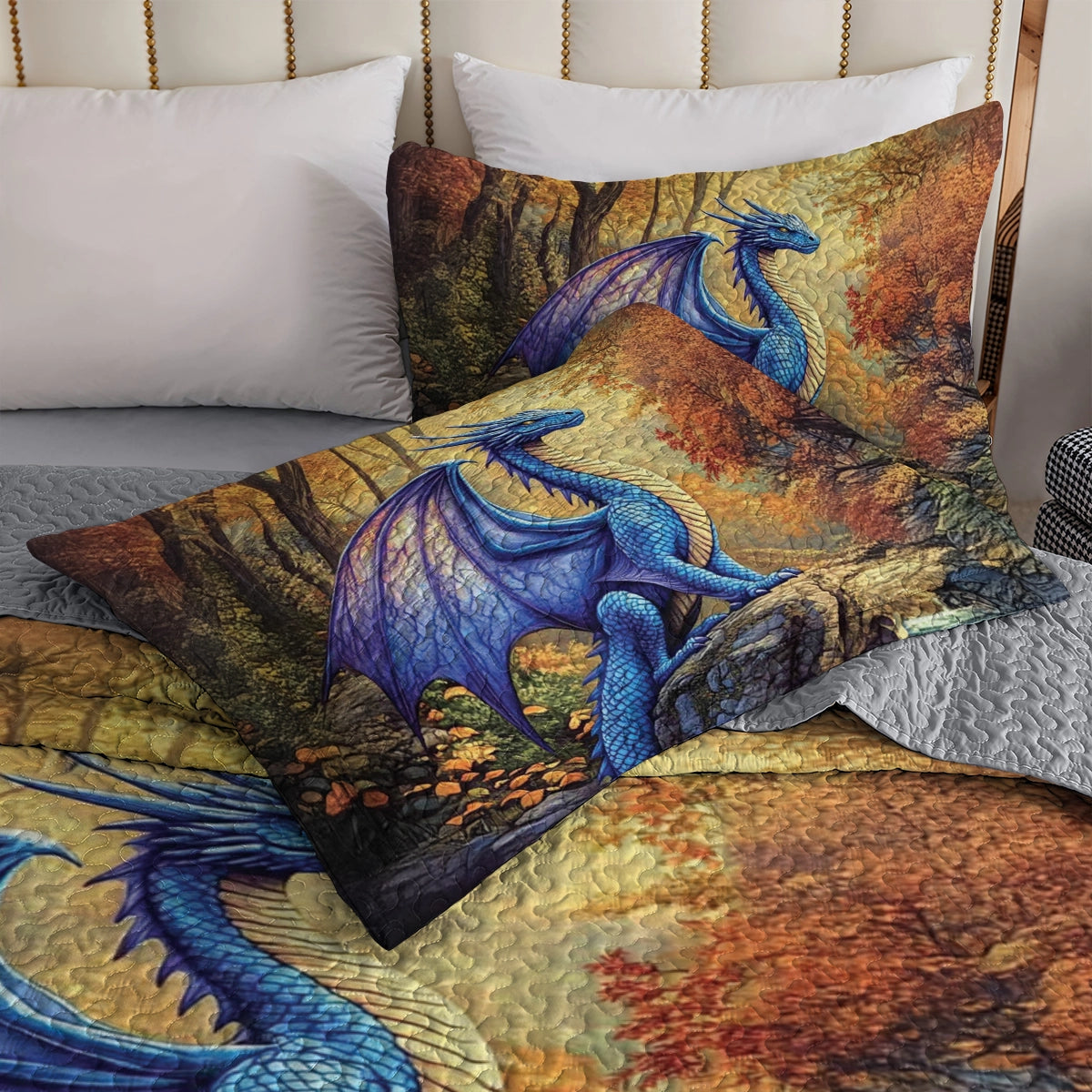 Shineful All Season Quilt 3-Piece Set - Guardian Dragon Waterfall