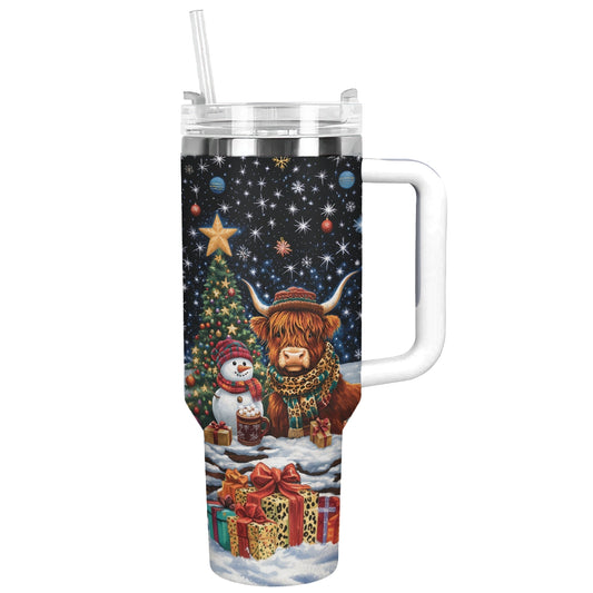 Shineful Tumbler Highland Cow Festive Night Delight