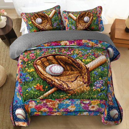 Shineful All Season Quilt 3-Piece Set - Field of Dreams Baseball