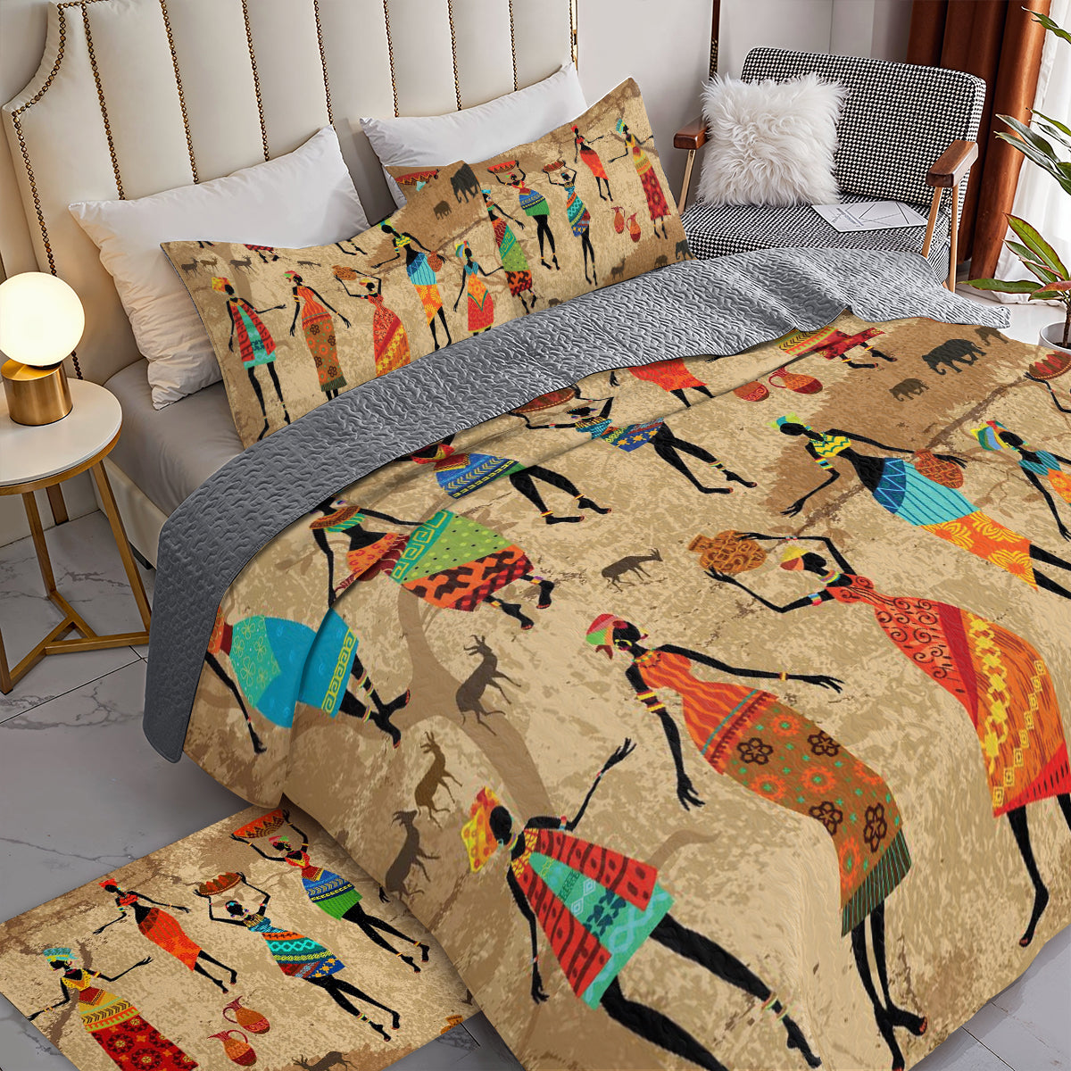 Shineful All Season Quilt 3-Piece Set African Rhythm