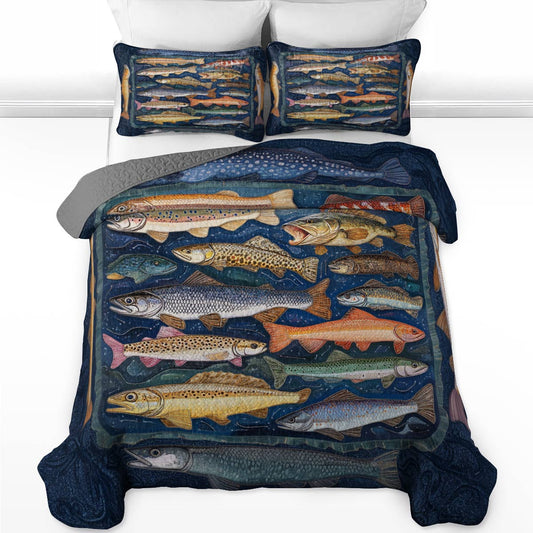 Shineful All Season Quilt 3-Piece Set Fishlife