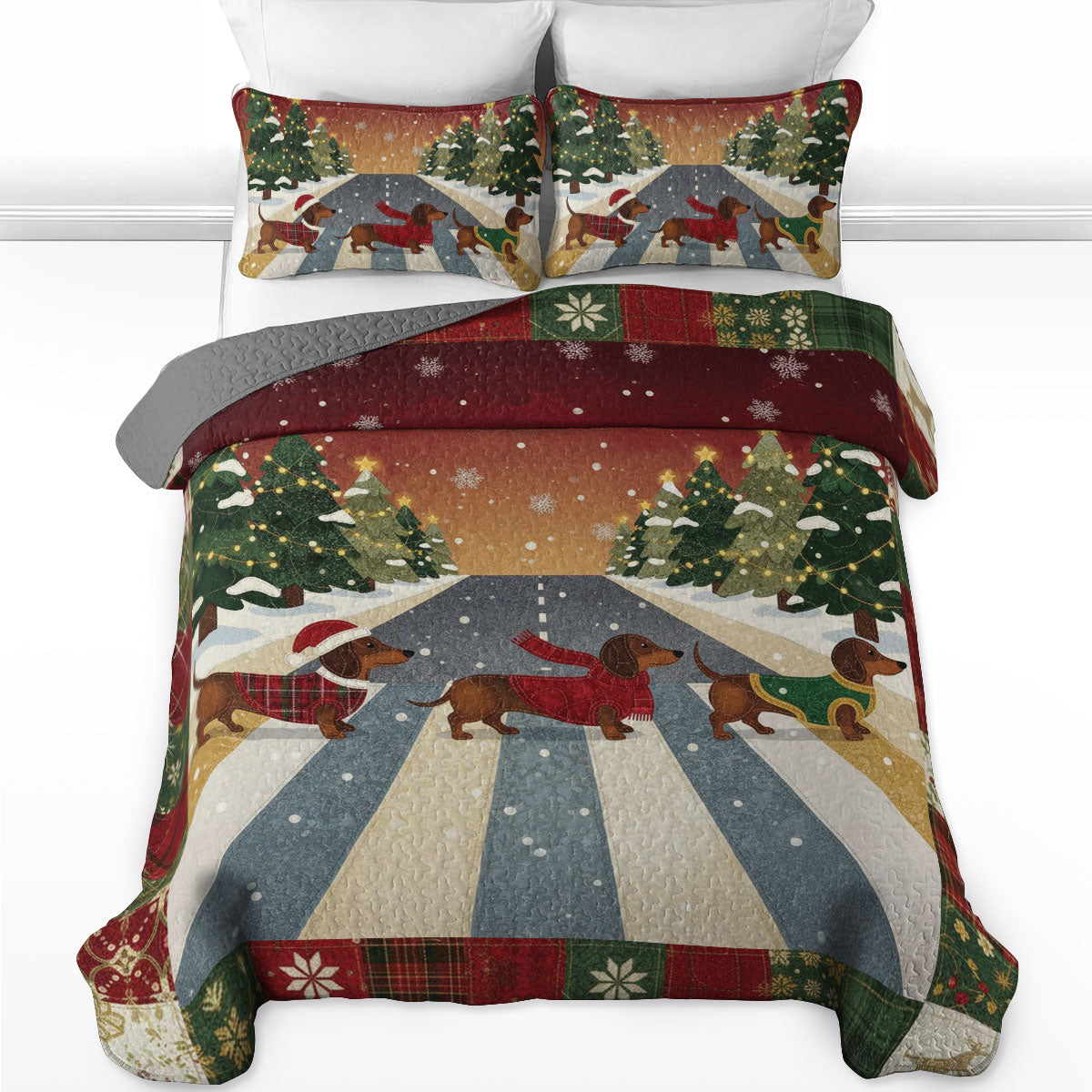 Shineful Quilt 3-Piece Set Winter Wiener Wonderland