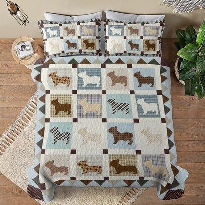 Shineful All Season Quilt 3-Piece Set French Bulldog Cozy Country