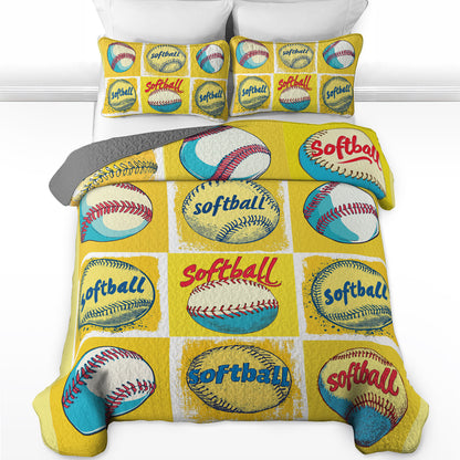 Shineful All Season Quilt 3-Piece Set Softball Superstar