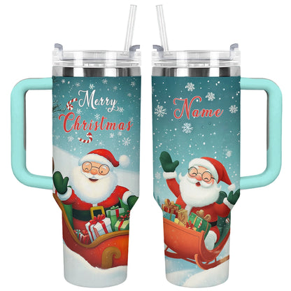 Shineful Tumbler Personalized Christmas Jolly Santa Sleigh Ride
