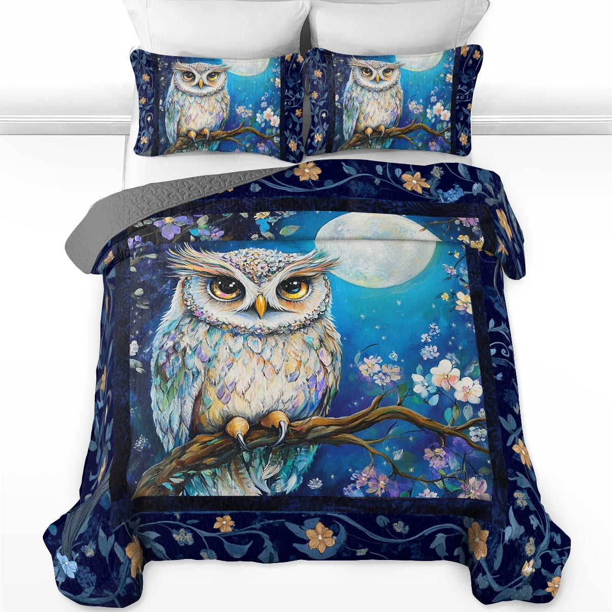 Shineful All Season Quilt 3-Piece Set Celestial Owl Dreams