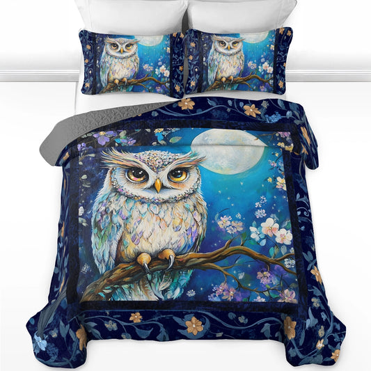 Shineful All Season Quilt 3-Piece Set Celestial Owl Dreams