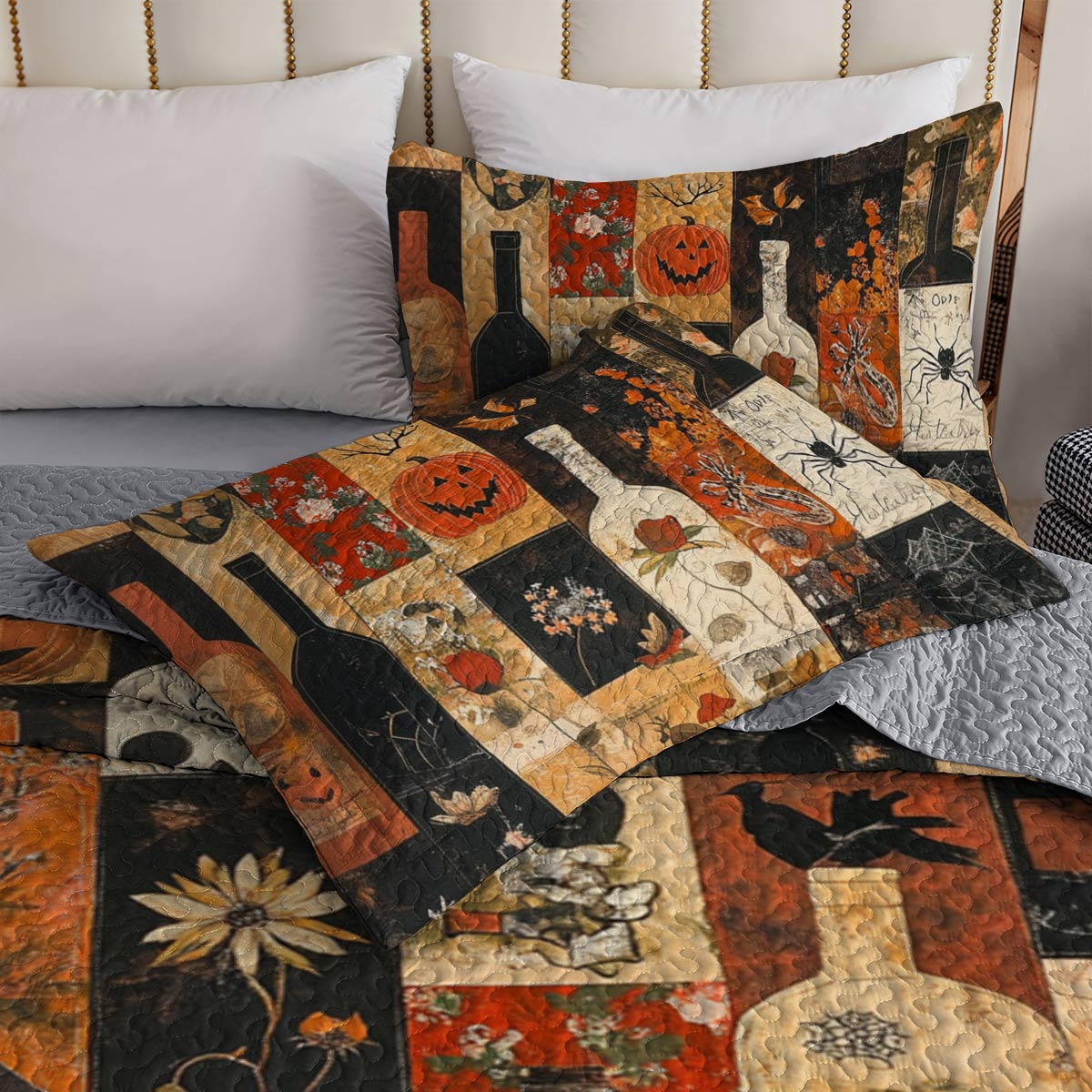 Shineful All Season Quilt 3-Piece Set Beautiful Halloween Wine
