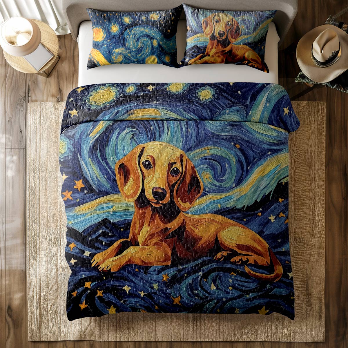 Shineful All Season Quilt 3-Piece Set - Dachshund Starry Night