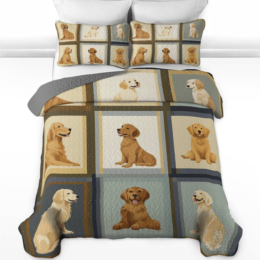Shineful All Season Quilt 3-Piece Set - Golden Retriever Loyal Companions