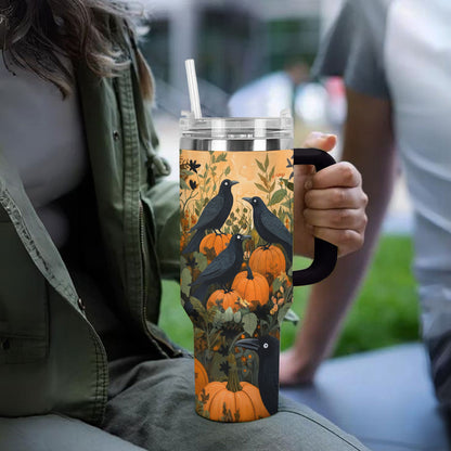 Shineful Tumbler Crow and Pumpkins Halloween