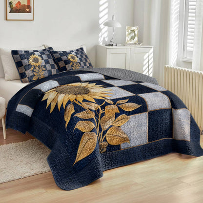 Shineful All Season Quilt 3-Piece Set Sunflower Elegance