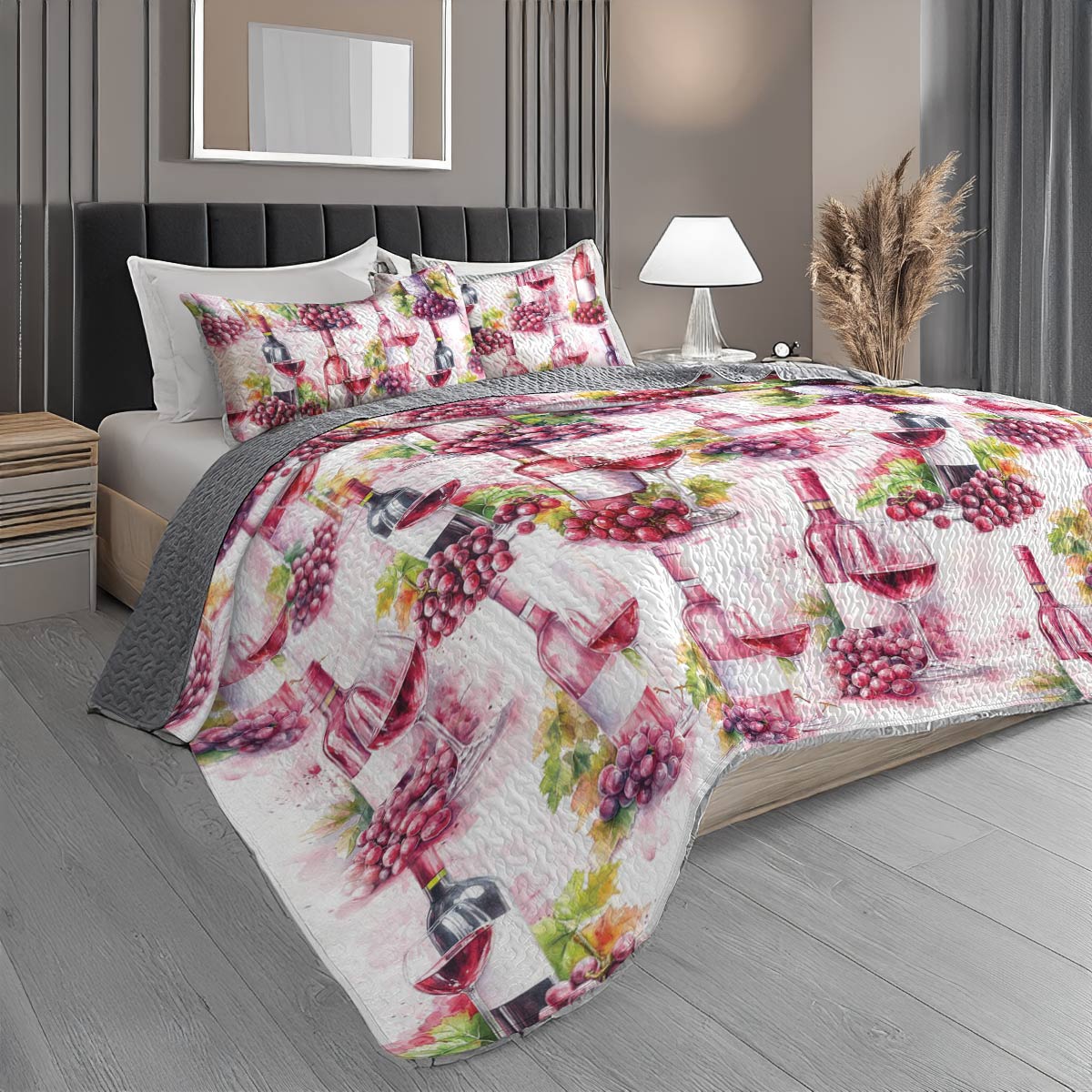 Shineful All Season Quilt 3-Piece Set Grape & Wine Bliss