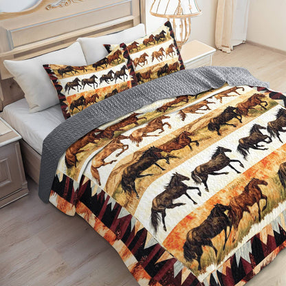 Shineful All Season Quilt 3-Piece Set Wild Horses