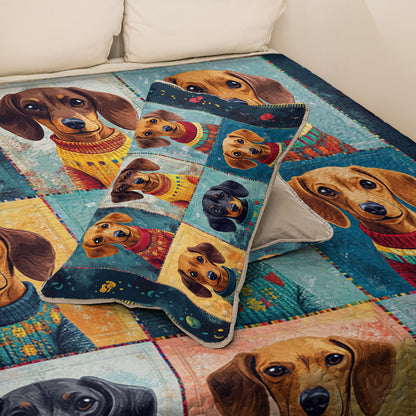 Shineful All Season Quilt 3-Piece Set Retro Dachshund