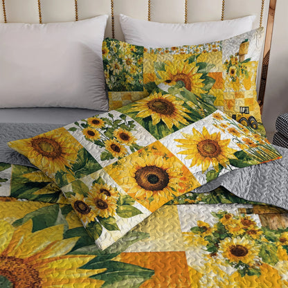 Shineful All Season Quilt 3-Piece Set Sunflower Sunshine Blooms