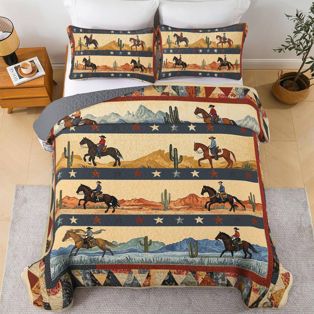 Shineful All Season Quilt 3-Piece Set - Cowboy's Journey