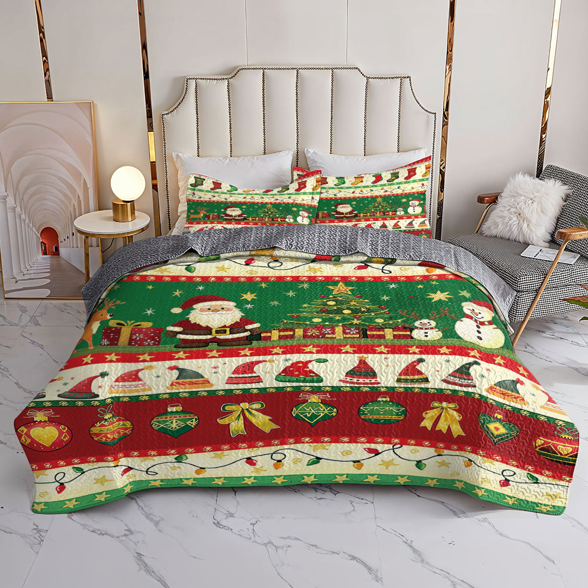 Shineful All Season Quilt 3-Piece Set Santa's Present