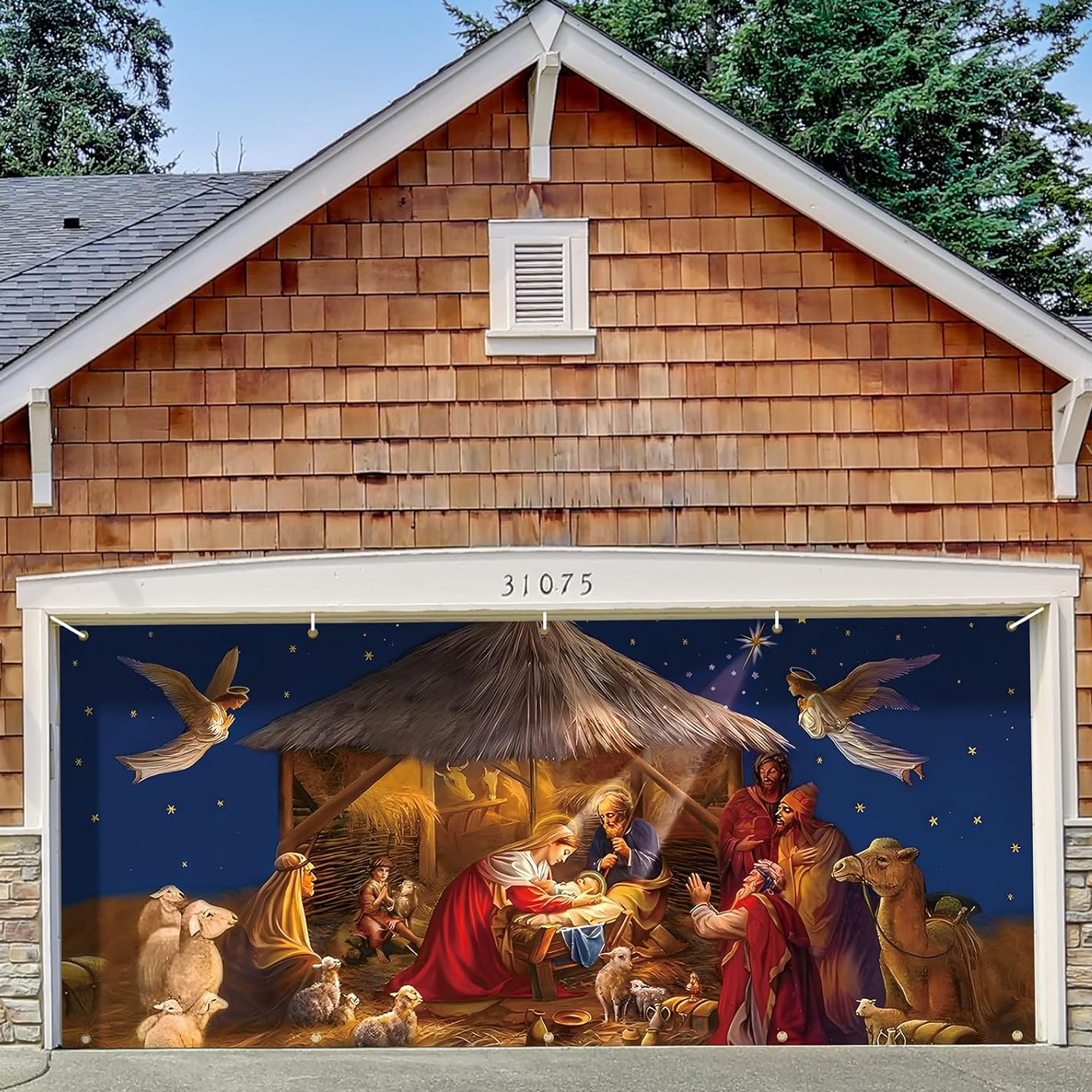 Shineful Garage Door Banner Decoration Heavenly Christmas