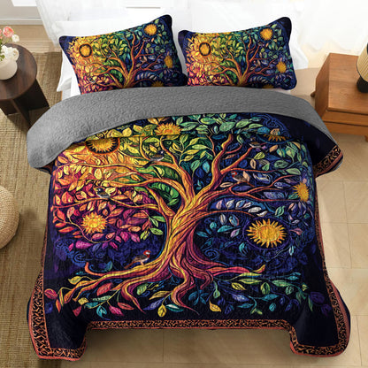 Shineful All Season Quilt 3-Piece Set Colorful Life Tree