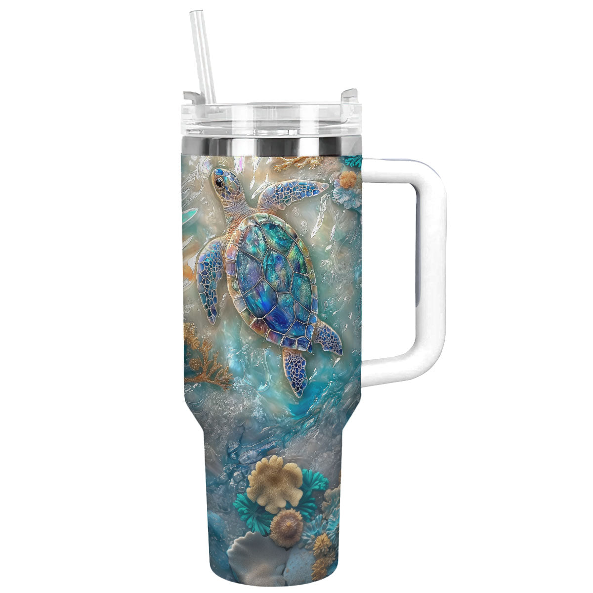 Shineful Glossy Tumbler - Azure Haven Sea Turtle