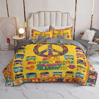 Shineful All Season Quilt 3-Piece Set Hippie Love, Vans, And Groovy Grandma