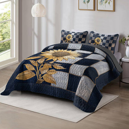 Shineful All Season Quilt 3-Piece Set Sunflower Elegance