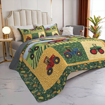 Shineful All Season Quilt 3-Piece Set - Farmer Tractor Tales