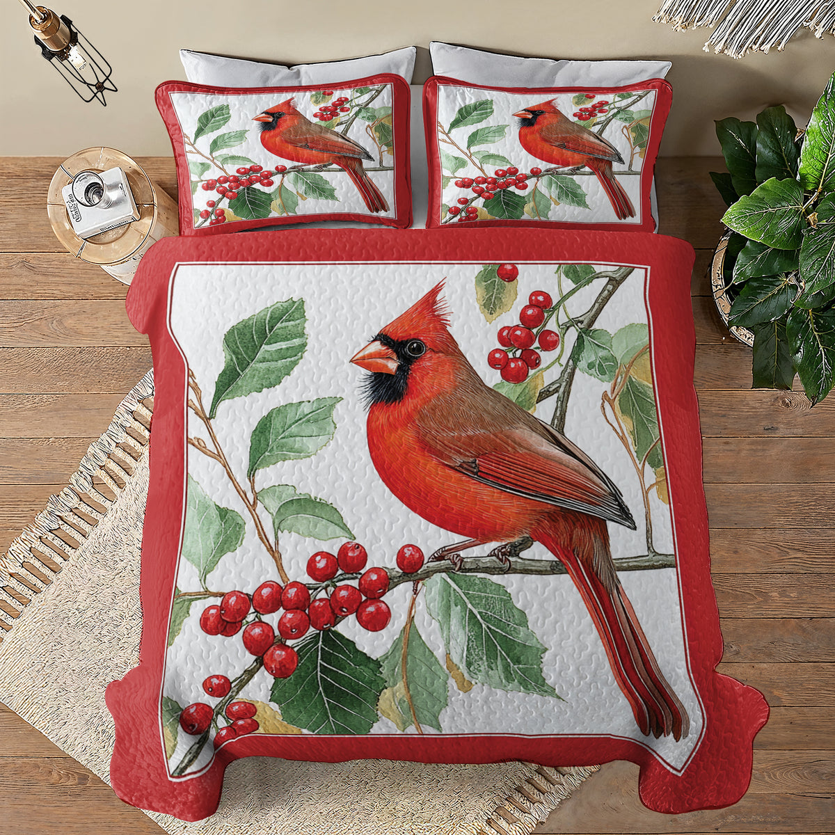 Shineful All Season Quilt 3-Piece Set Vivid Cardinal