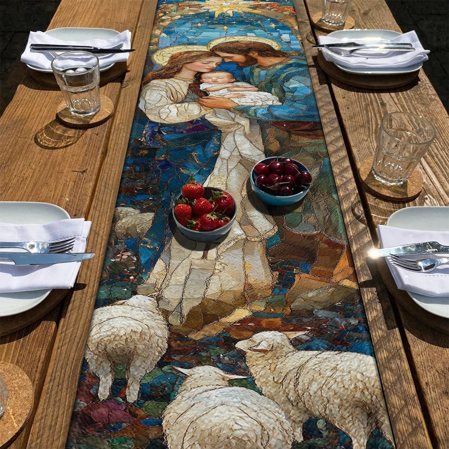 Shineful 2D Flat Print Quilted Table Runner - Holy Grace