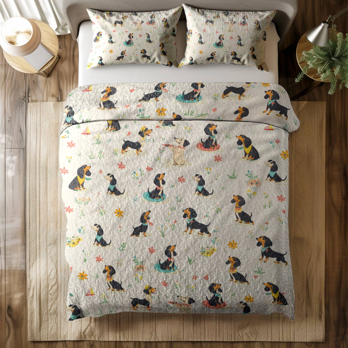 Shineful All Season Quilt 3-Piece Set Wiener Dachshund Wonders