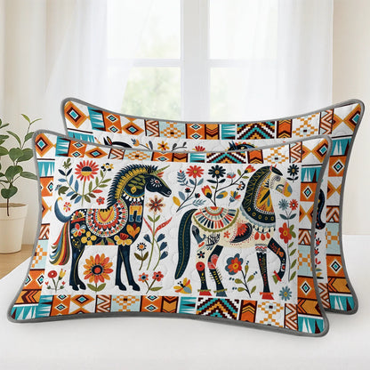 Shineful Quilt 3-Piece Set Horse Floral Pattern