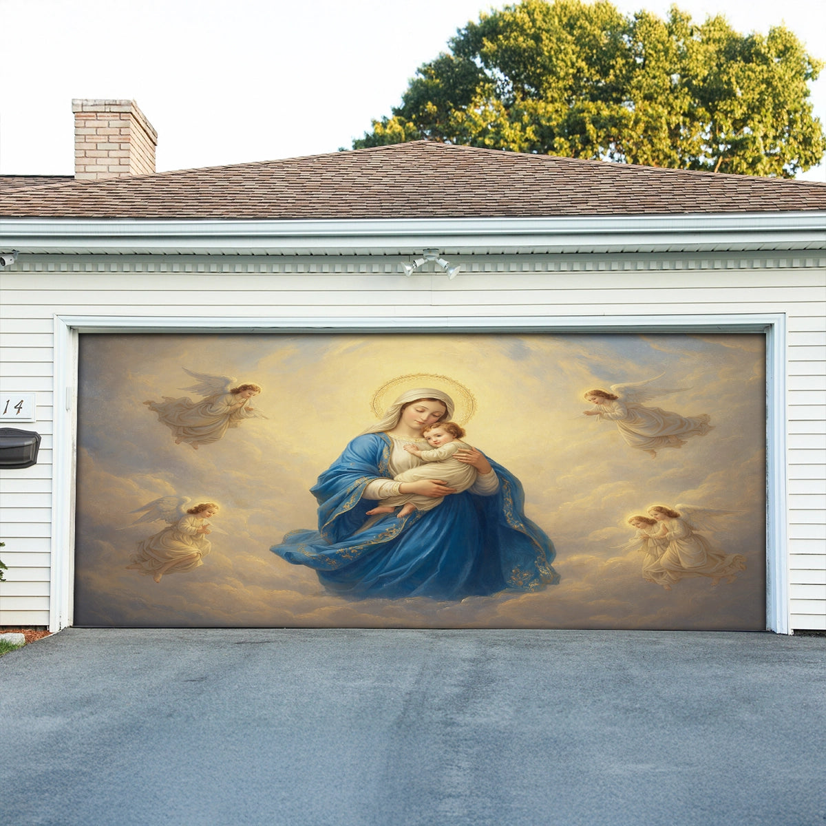 Shineful Garage Door Banner Decoration Madonna of the Threshold
