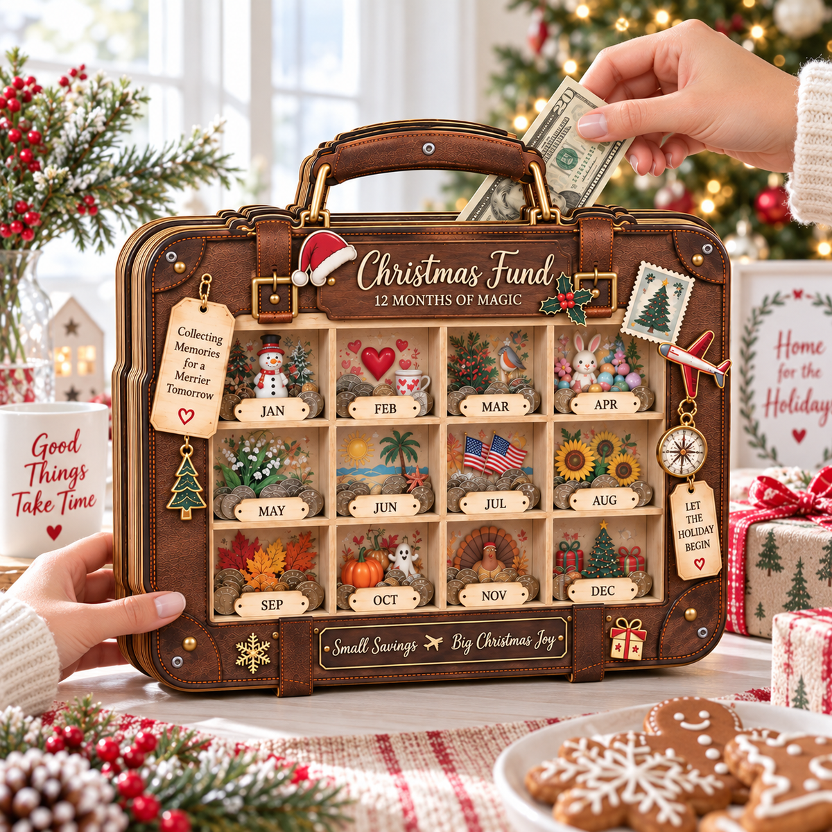 Christmas Fund Wooden Coin Bank