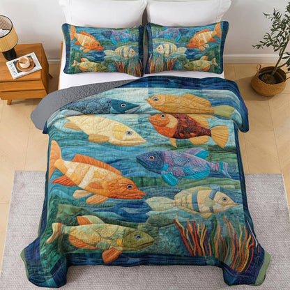 Shineful All Season Quilt 3-Piece Set Sea Life
