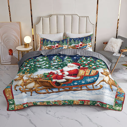 Shineful All Season Quilt 3-Piece Set Santa’s Sleigh Ride