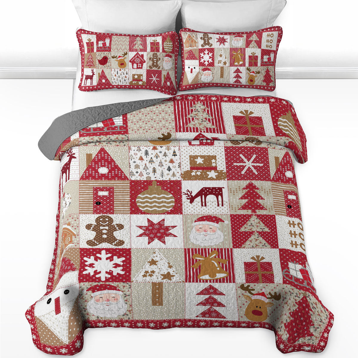 Shineful All Season Quilt 3-Piece Set Patchwork Christmas Wonderland