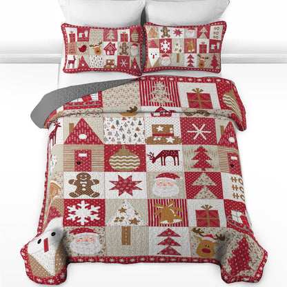 Shineful All Season Quilt 3-Piece Set Patchwork Christmas Wonderland